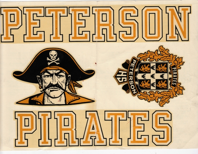 Peterson High Pirates!Decals from 1970